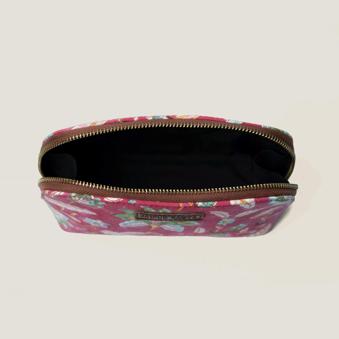 Gulabi Hand Block Printed Oval Pouch