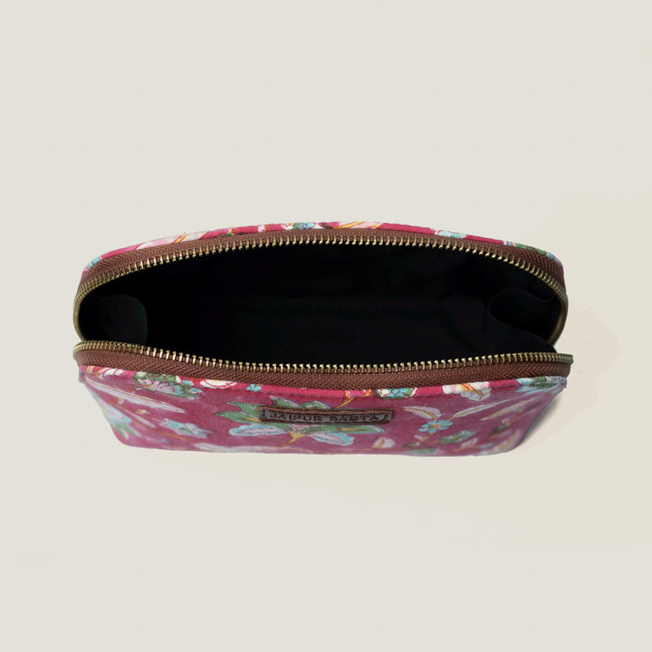 Gulabi Hand Block Printed Oval Pouch