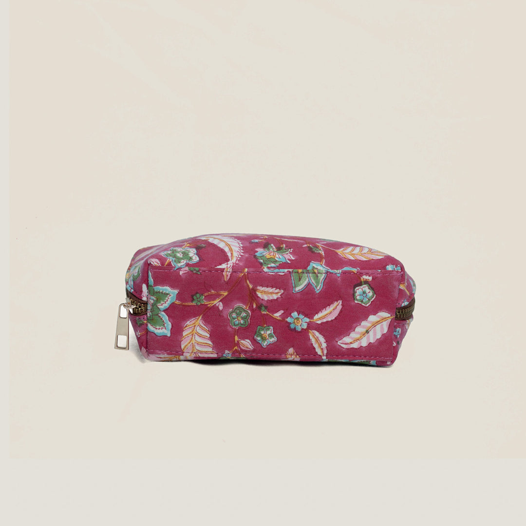 Gulabi Hand Block Printed Oval Pouch