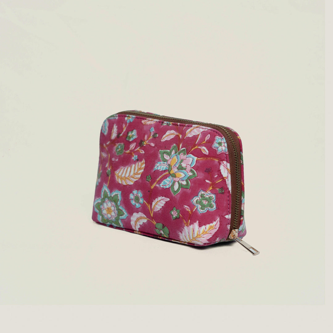 Gulabi Hand Block Printed Oval Pouch