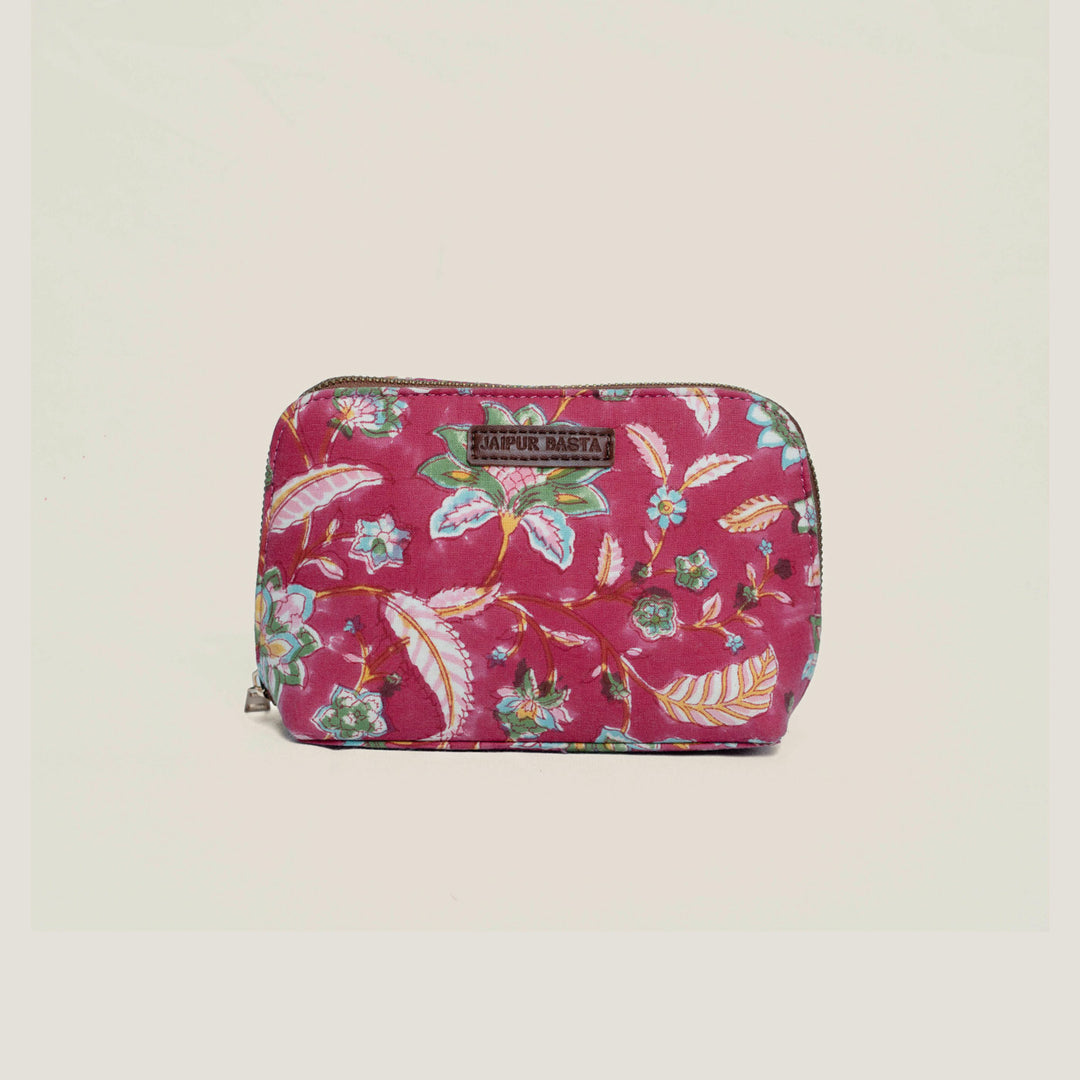 Gulabi Hand Block Printed Oval Pouch