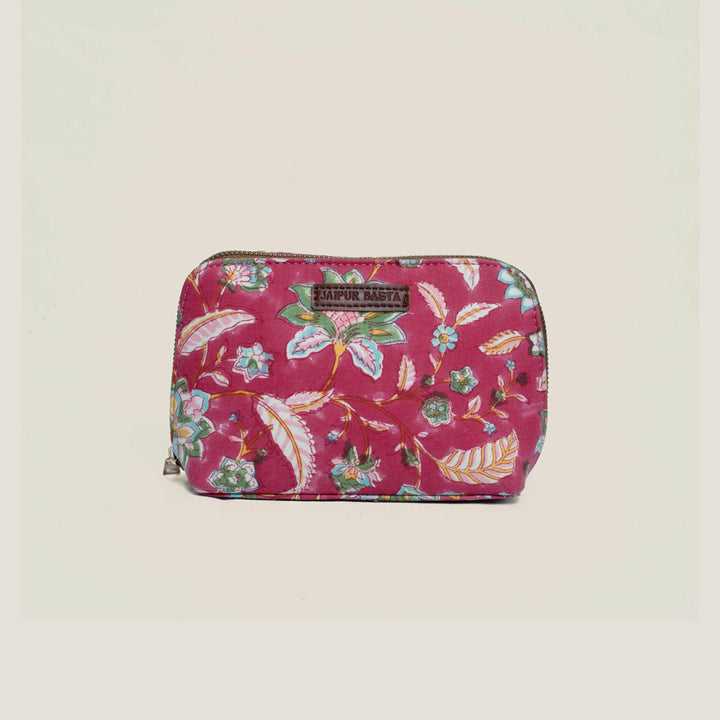 Gulabi Hand Block Printed Oval Pouch