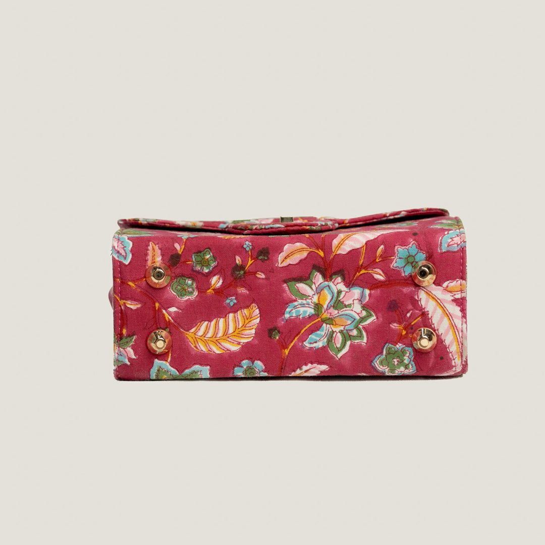 Gulabi Hand Block Printed Satchel Bag