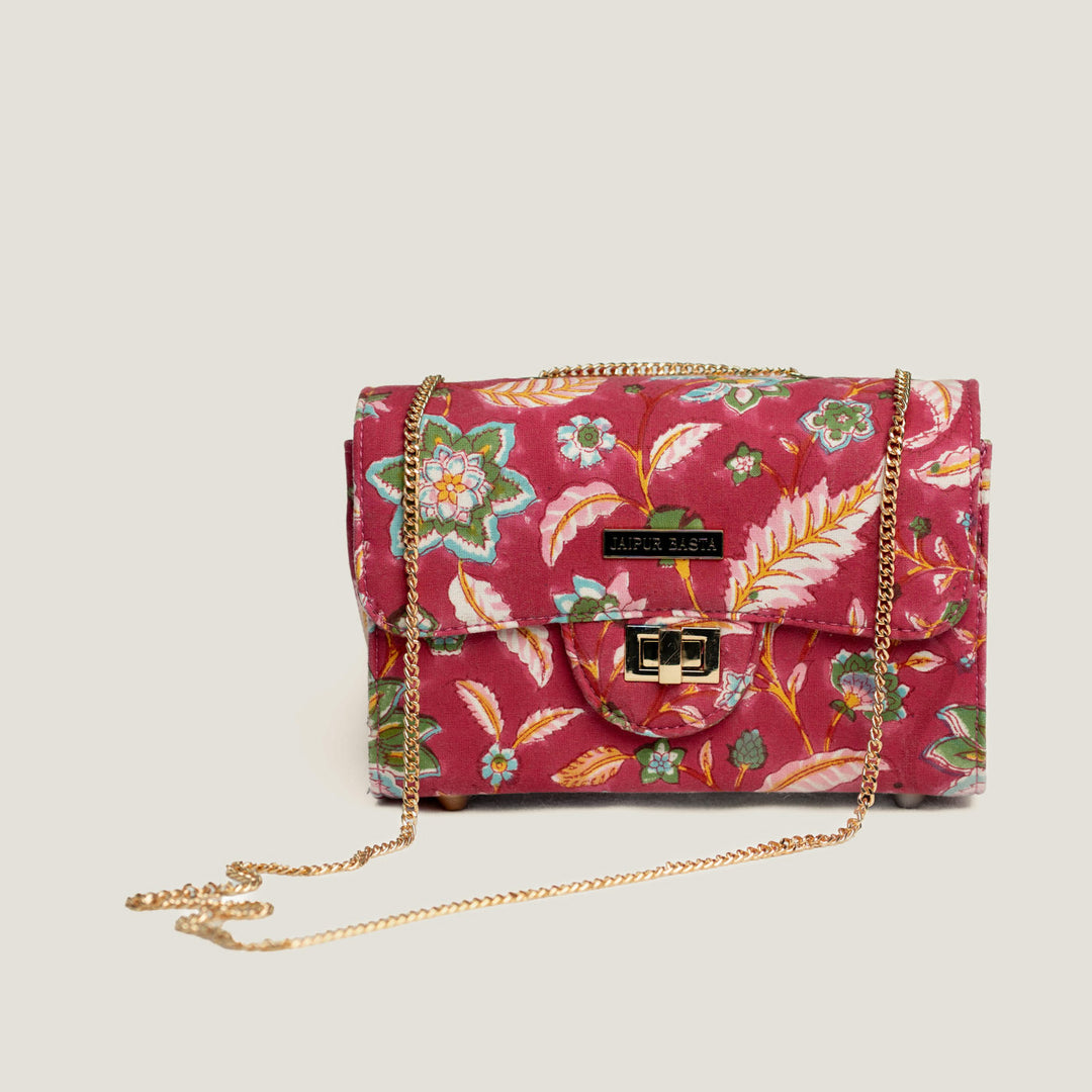 Gulabi Hand Block Printed Satchel Bag