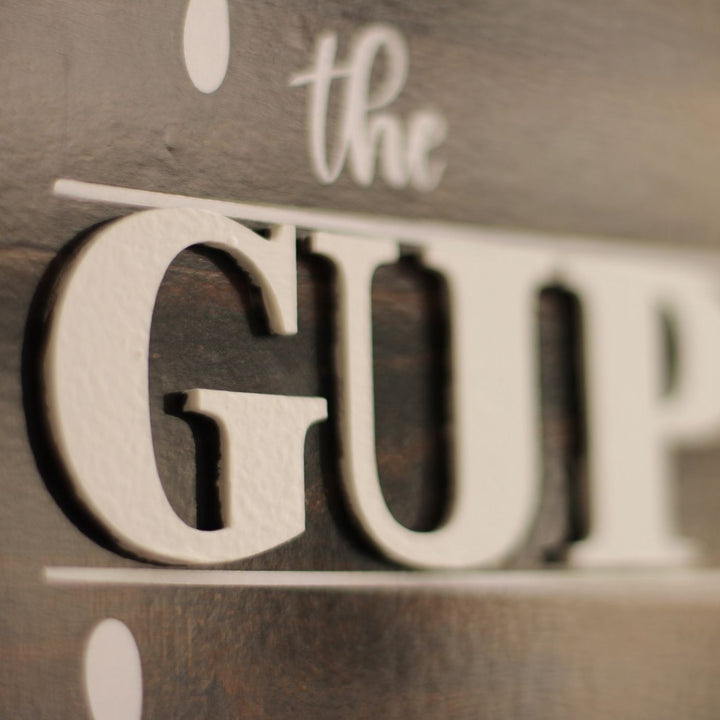 Personalized Printed Family Mdf Wood Name Plate With 3D Letters 2 - Engraving Close-up Showing Depth