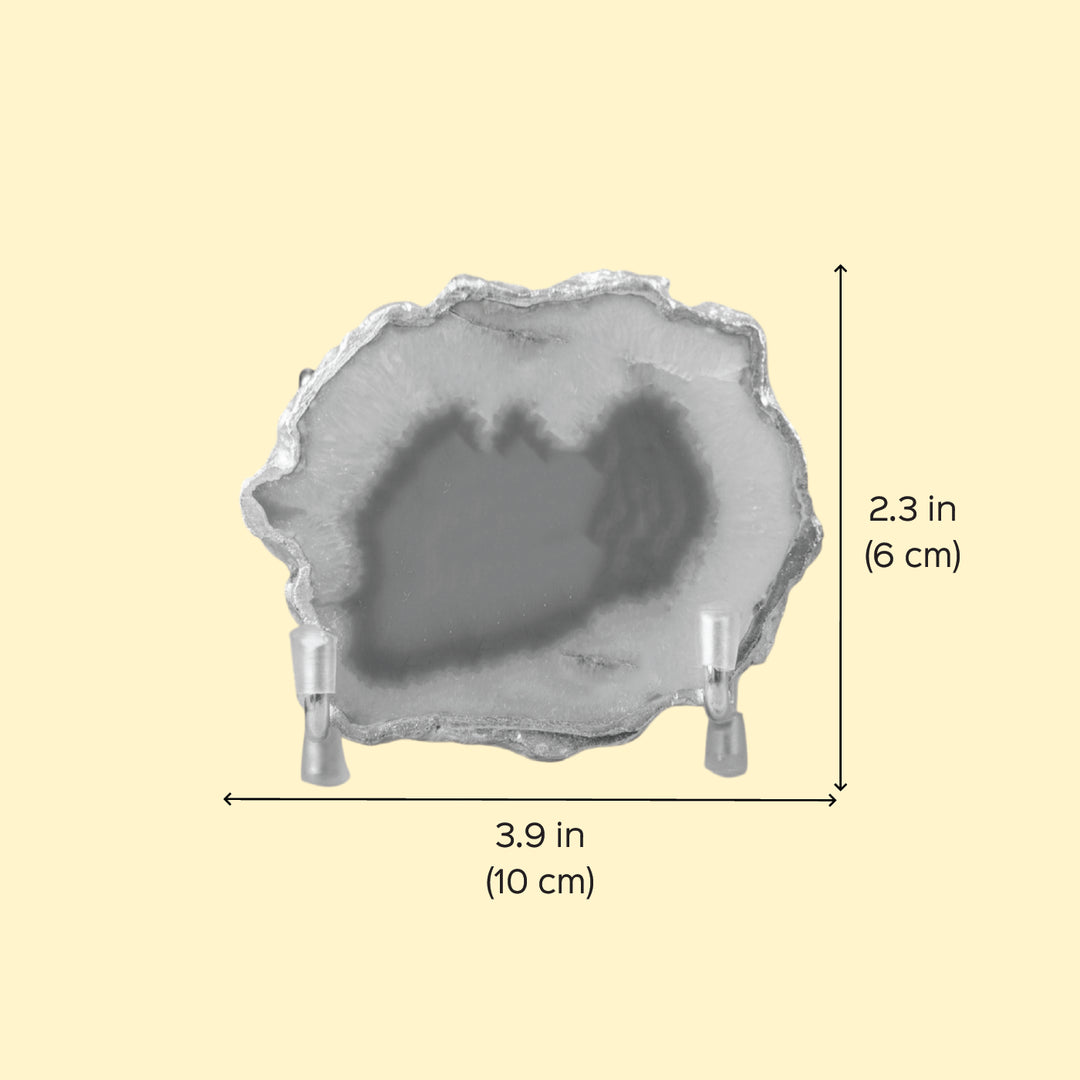 Blue Agate Silver Plated Radhakrishna Showpiece With Metal Stand