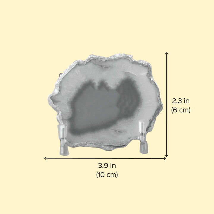 Blue Agate Silver Plated Radhakrishna Showpiece With Metal Stand