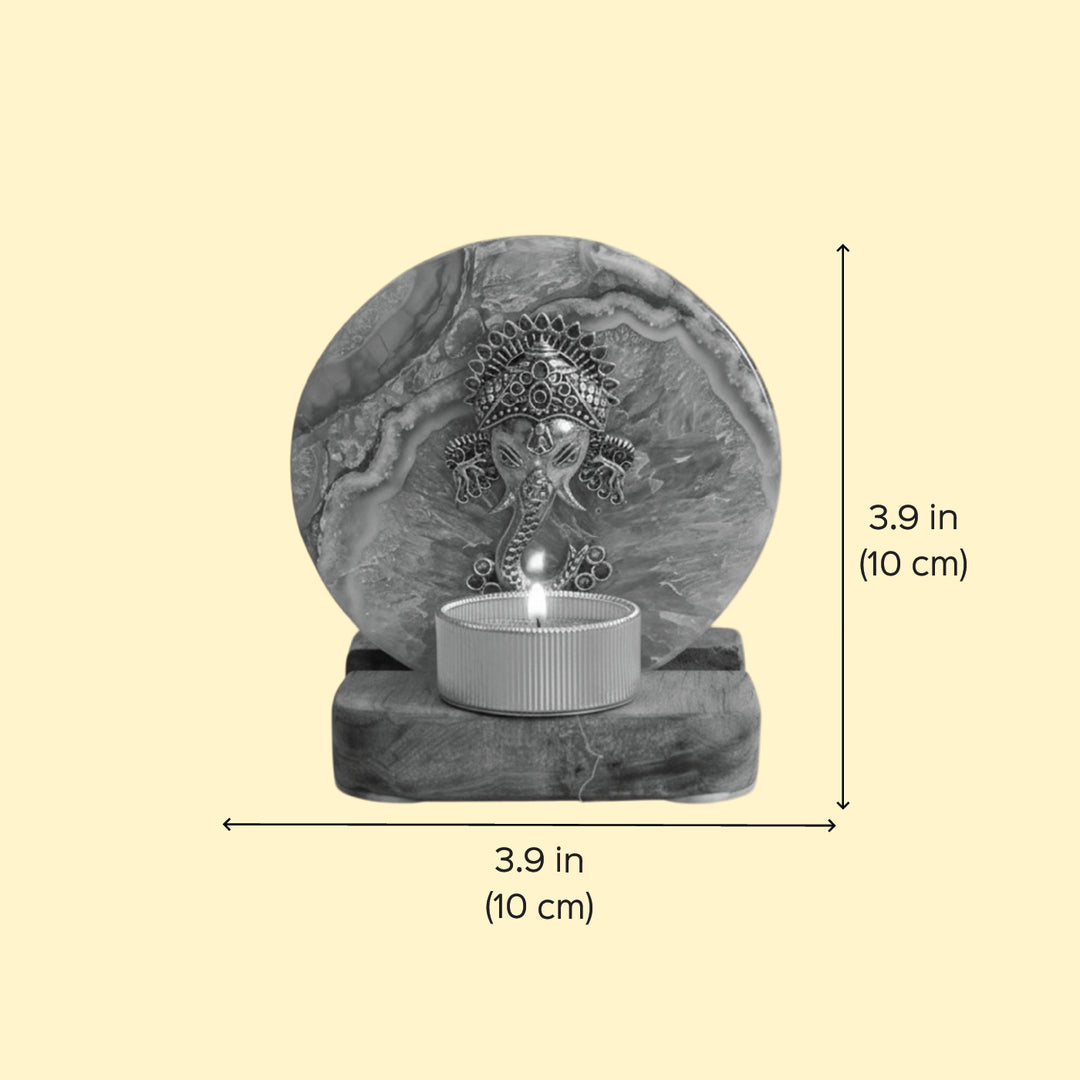 Multicolor Agate Narayan Wooden Tealight Holder