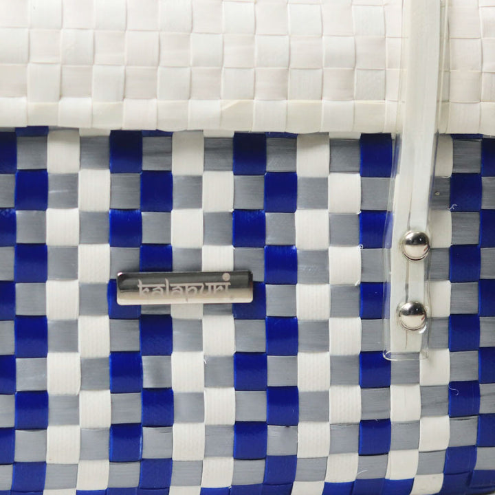 Handwoven Blue & White Multipurpose Organiser Basket With Lid