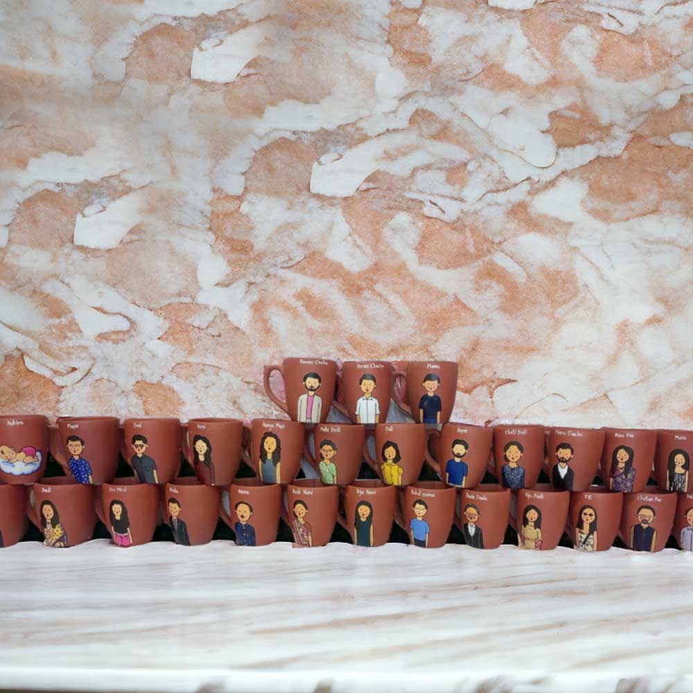 Handpainted Personalised 3D Terracotta Mug with Caricatures