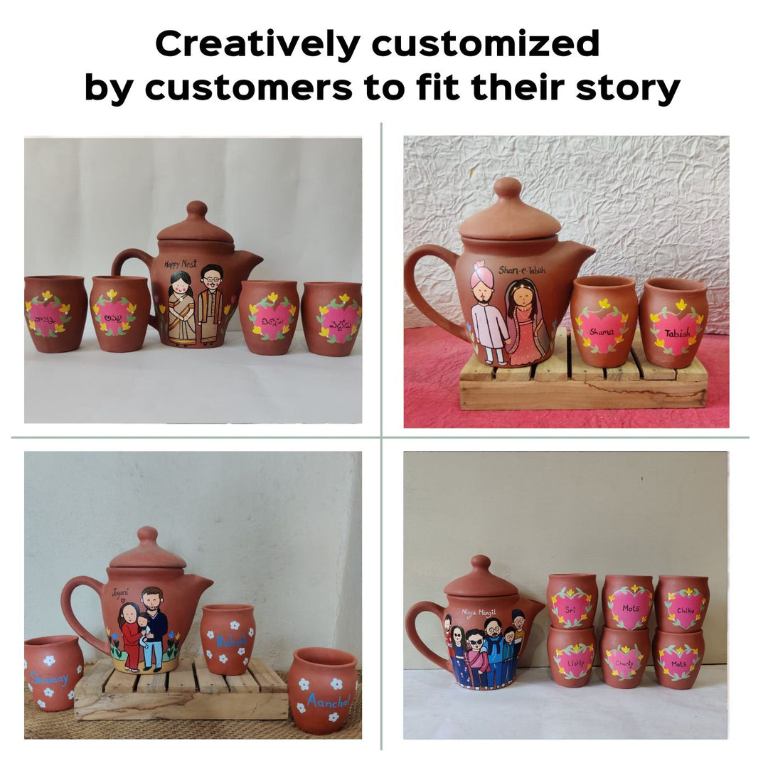 Handpainted Clay Teaset With Photo Based Caricature