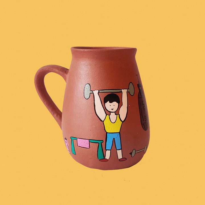 Handpainted Terracotta Mug With Avatar Illustrations - Zwende