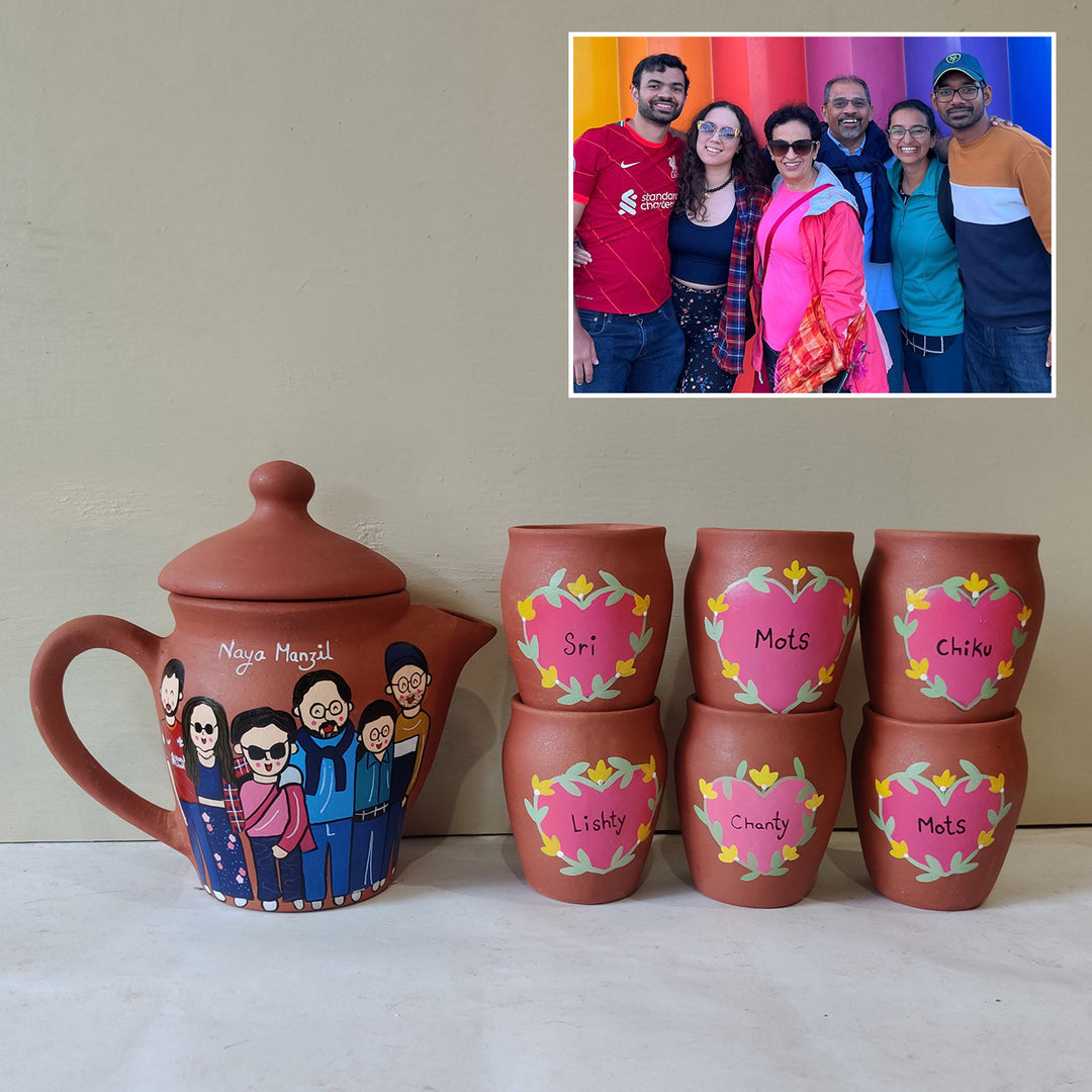 Handpainted Clay Teaset With Photo Based Caricature