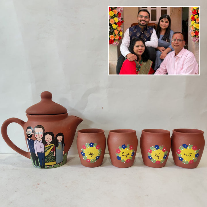 Handpainted Clay Teaset With Photo Based Caricature