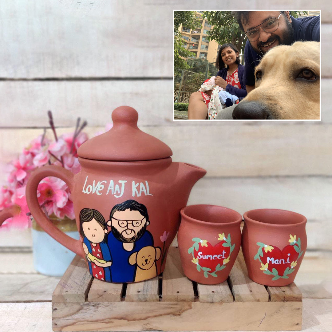 Handpainted Clay Teaset With Photo Based Caricature
