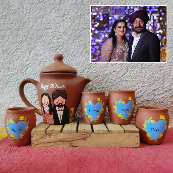 Handpainted Clay Teaset With Photo Based Caricature