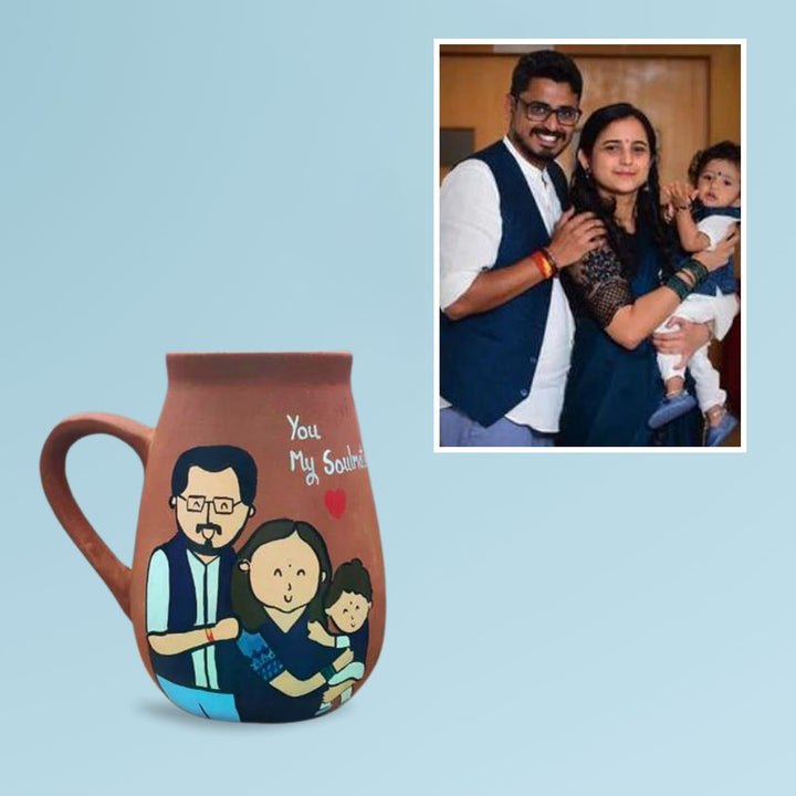 Personalised Terracotta Mugs with Photo Based Caricatures