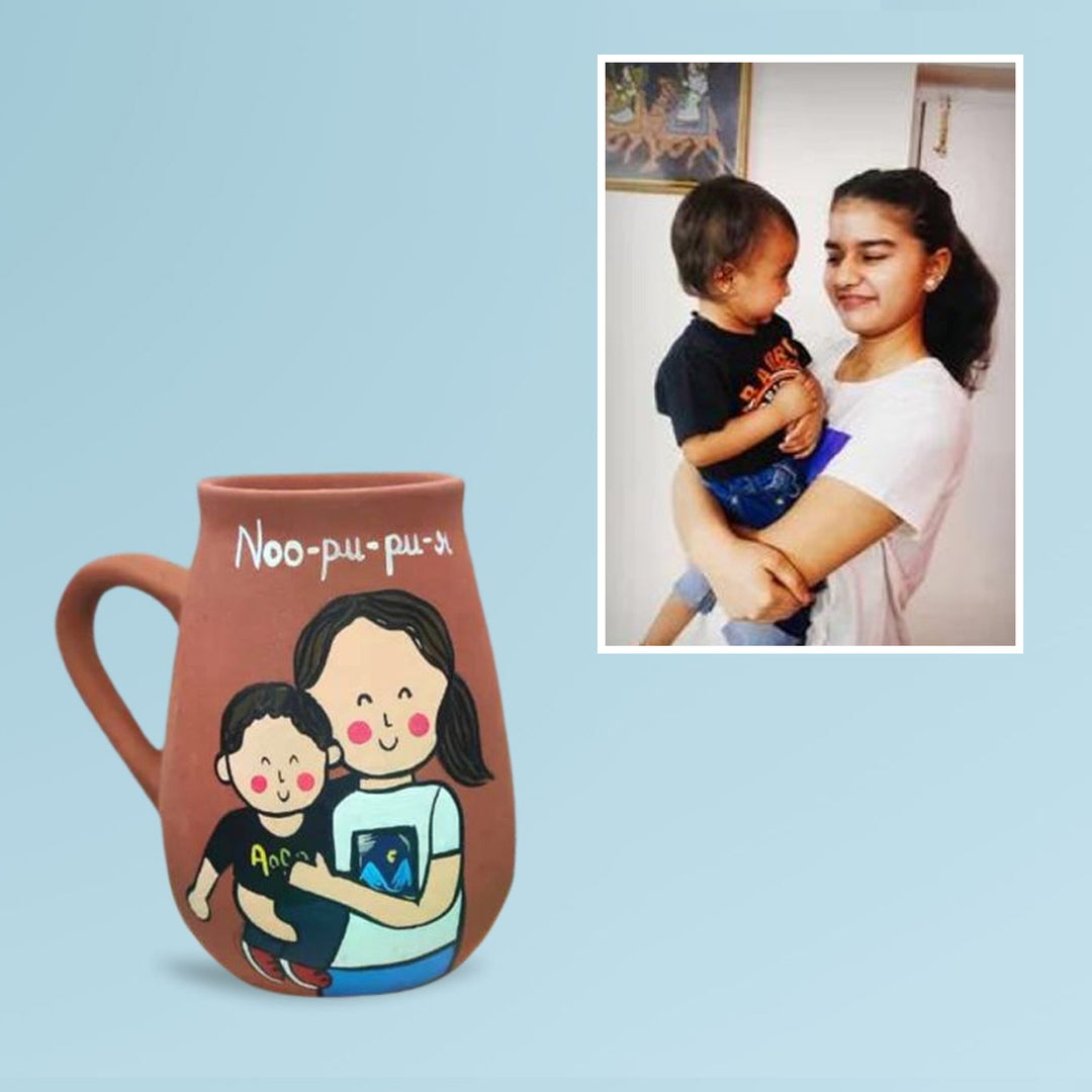 Personalised Terracotta Mugs with Photo Based Caricatures