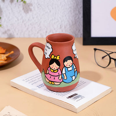 Handpainted Terracotta Mugs for Siblings with Personalised Speech Bubbles - 300ml