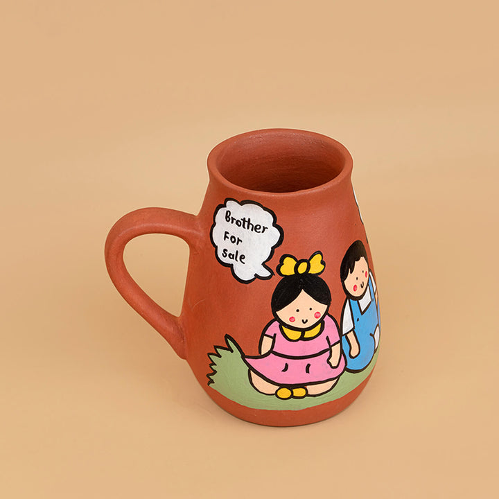 Handpainted Terracotta Mugs for Siblings with Personalised Speech Bubbles - 300ml