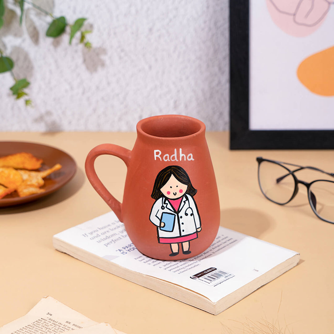 Buy Handpainted Terracotta Mug With Avatar Illustrations Online On Zwende