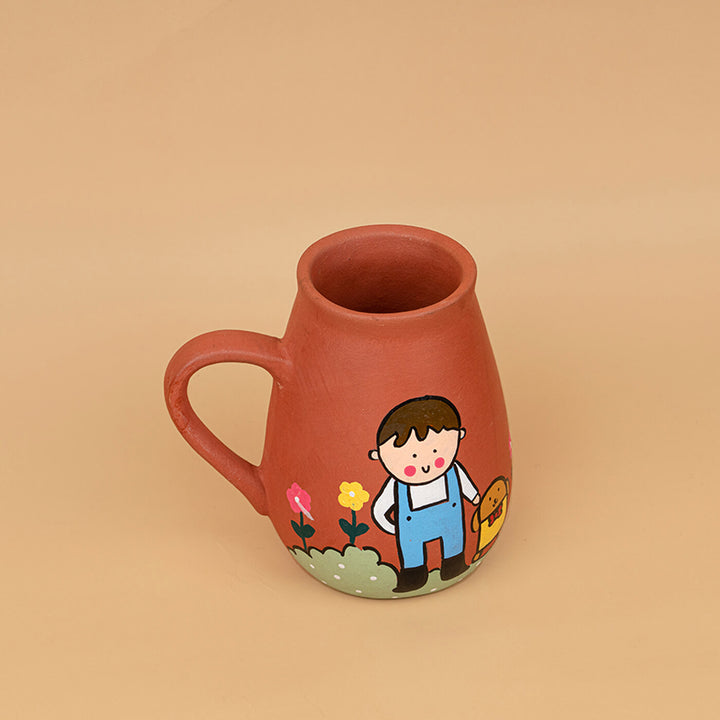 Handpainted Terracotta Mug With Pet Lovers Avatar Illustrations