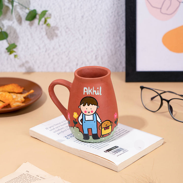 Handpainted Terracotta Mug With Pet Lovers Avatar Illustrations