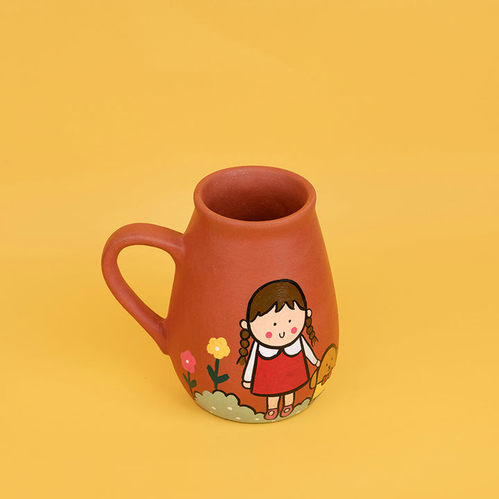 Handpainted Terracotta Mug With Pet Lovers Avatar Illustrations