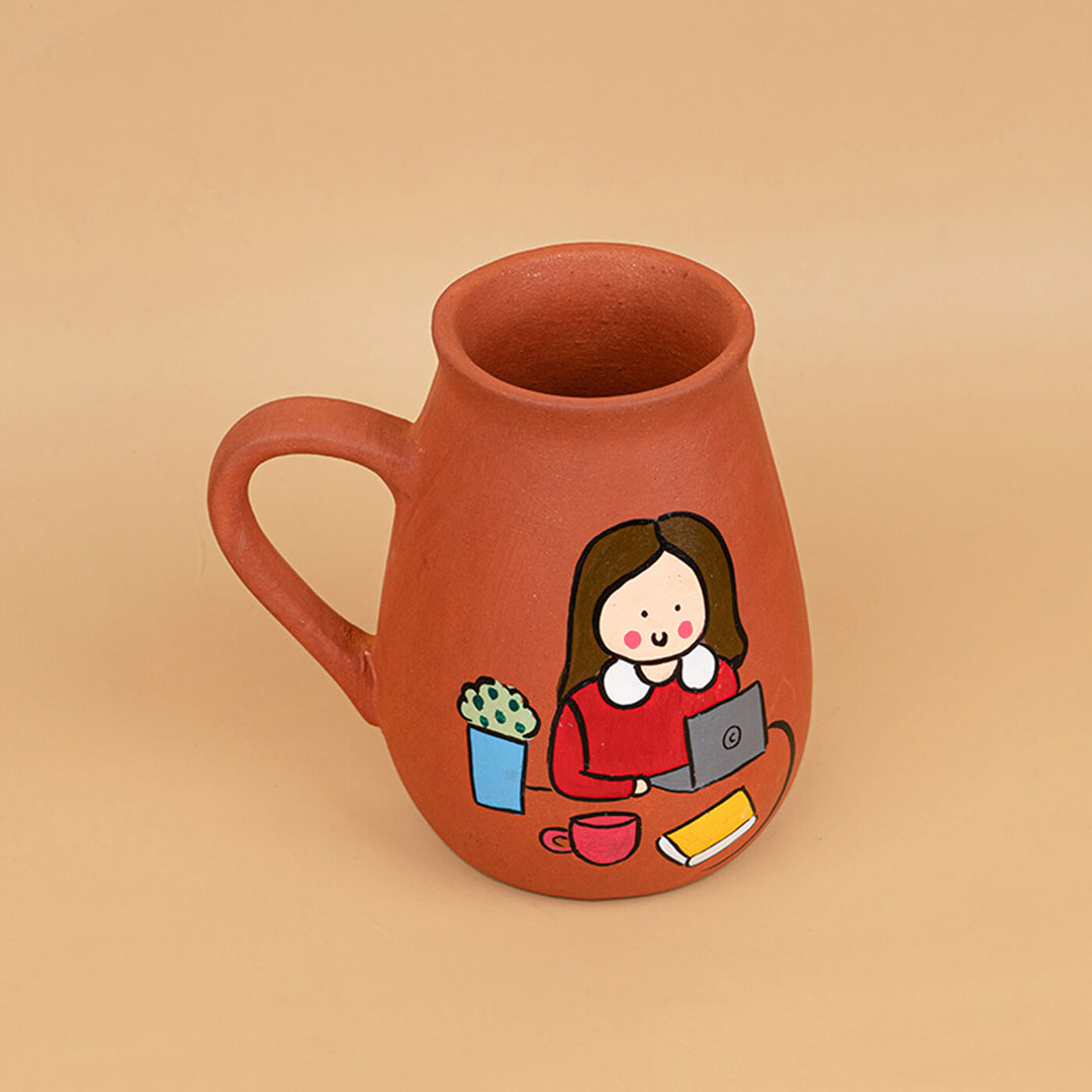 Handpainted Terracotta Mug With Avatar Illustrations - Zwende