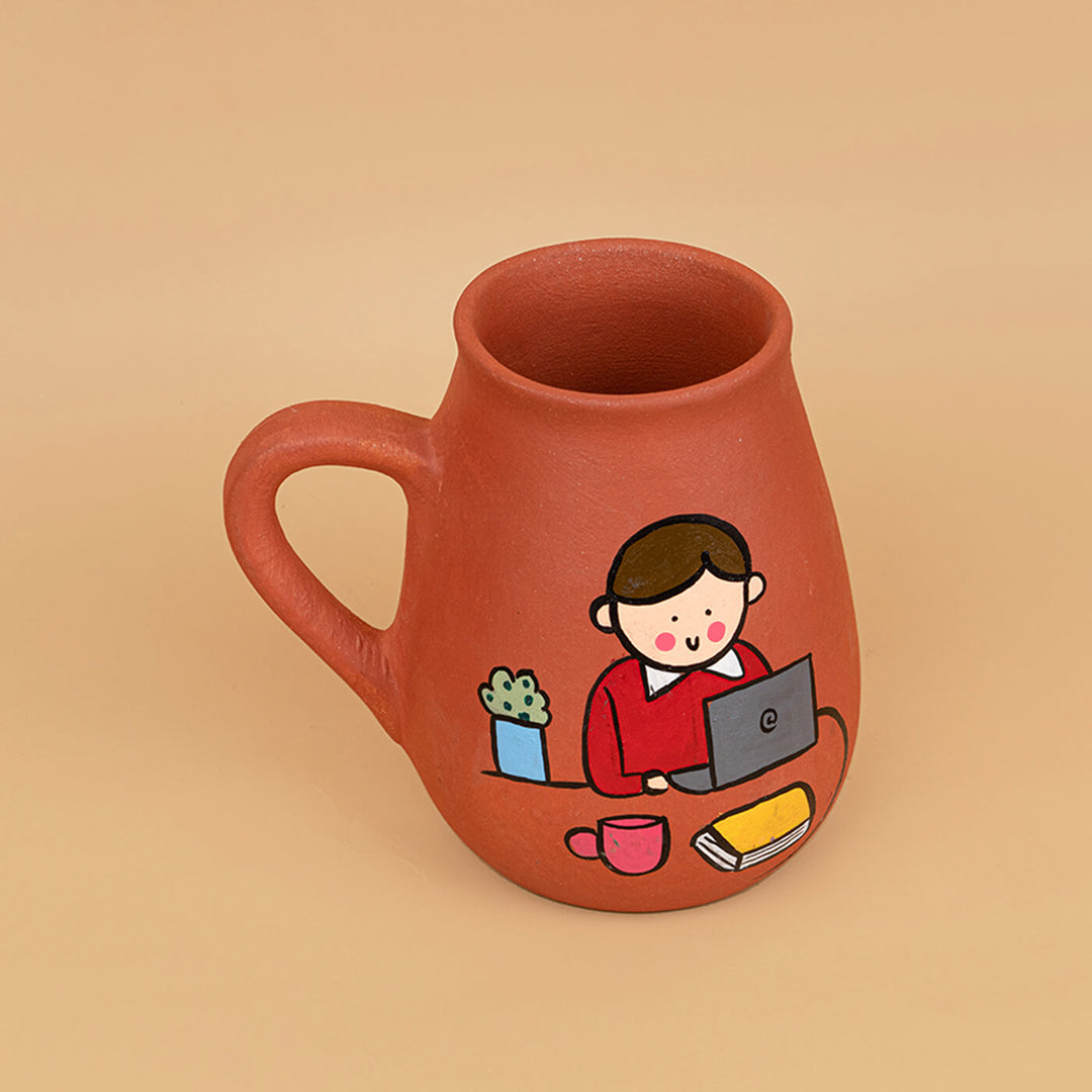 Handpainted Terracotta Mug With Avatar Illustrations - Zwende