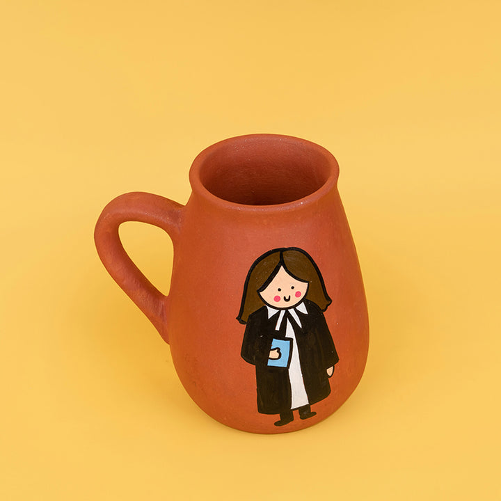 Handpainted Terracotta Mug With Lawyers Avatar Illustrations