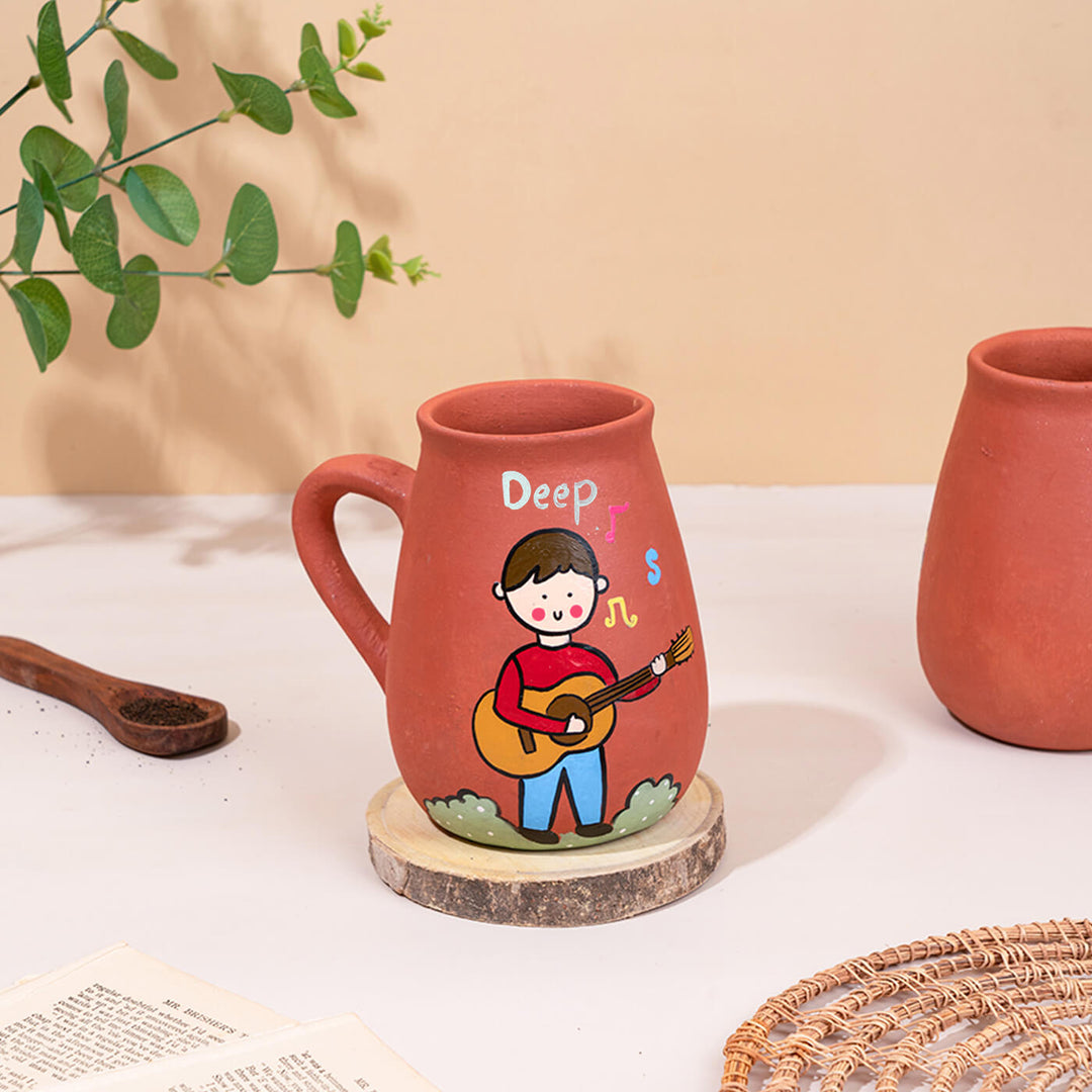 Handpainted Terracotta Mug With Singers / Musicians Avatar Illustrations