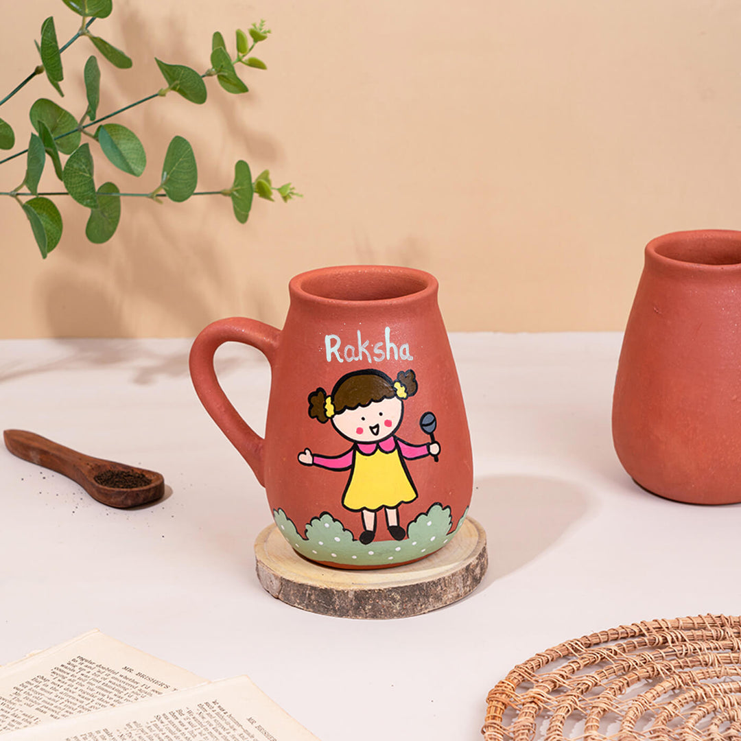 Handpainted Terracotta Mug With Singers / Musicians Avatar Illustrations
