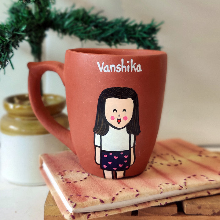 Handpainted Personalised 3D Terracotta Mug with Caricatures