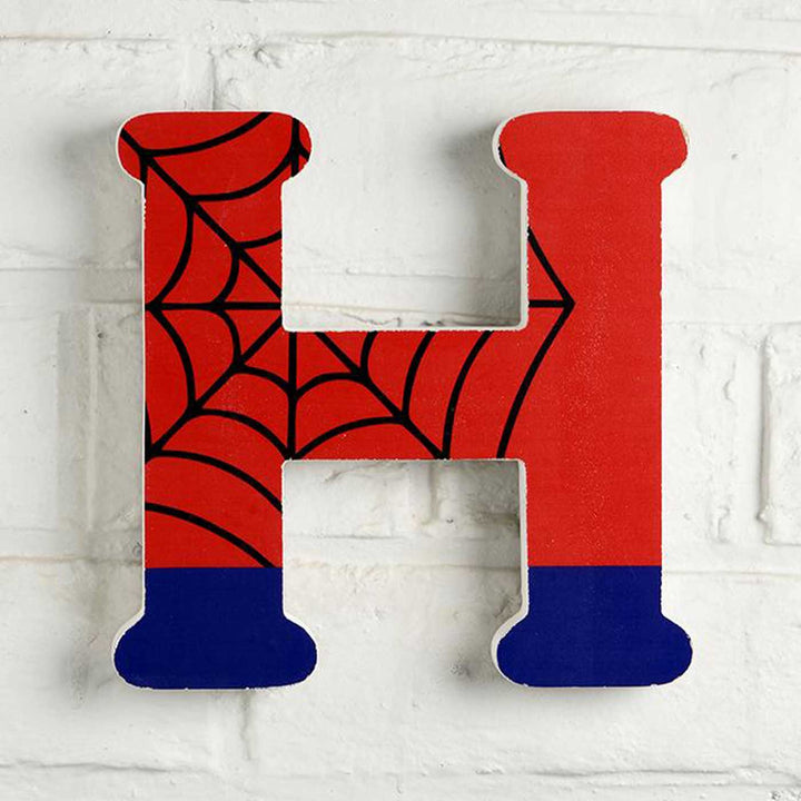 Handmade Spiderman Theme MDF Wood 3D Wall Letter For Kids - H