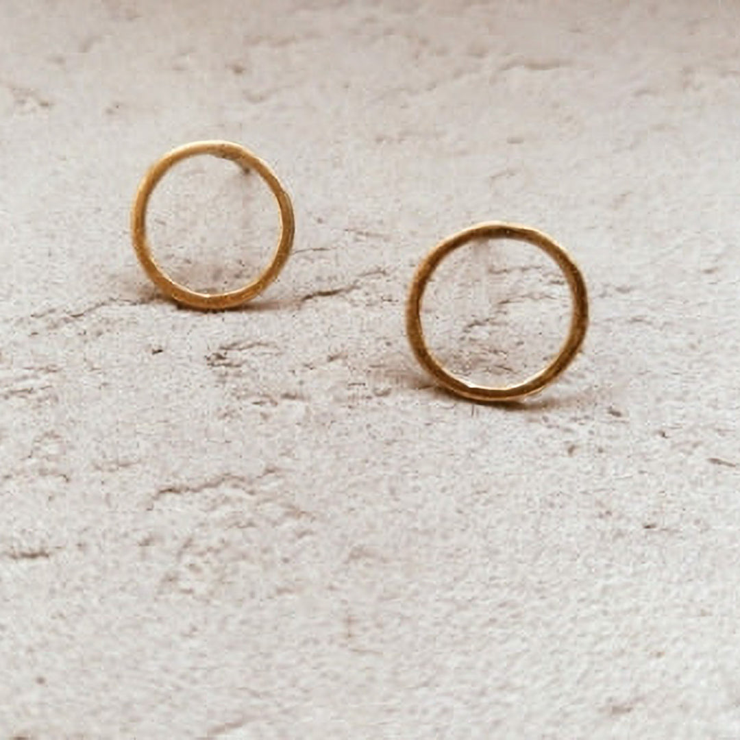 Handmade Hammered Circular Stud Copper Earrings