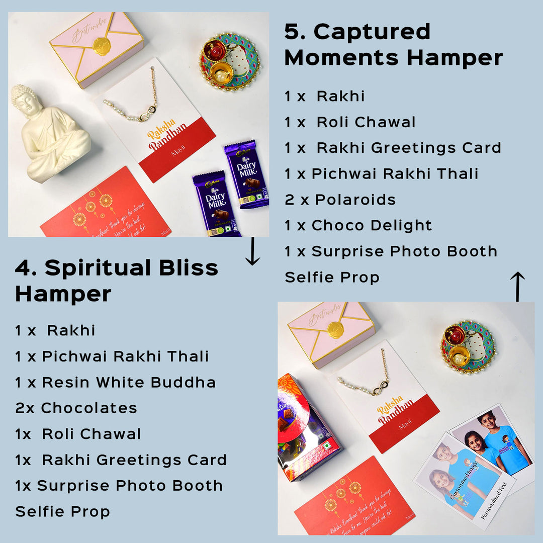 Beaded Infinity Pearl And Stone Bracelet Rakhi Hamper With Chocolates And Roli Chawal For Brother Customizable Options Includes Up To 7 Goodies - Additional hamper content details