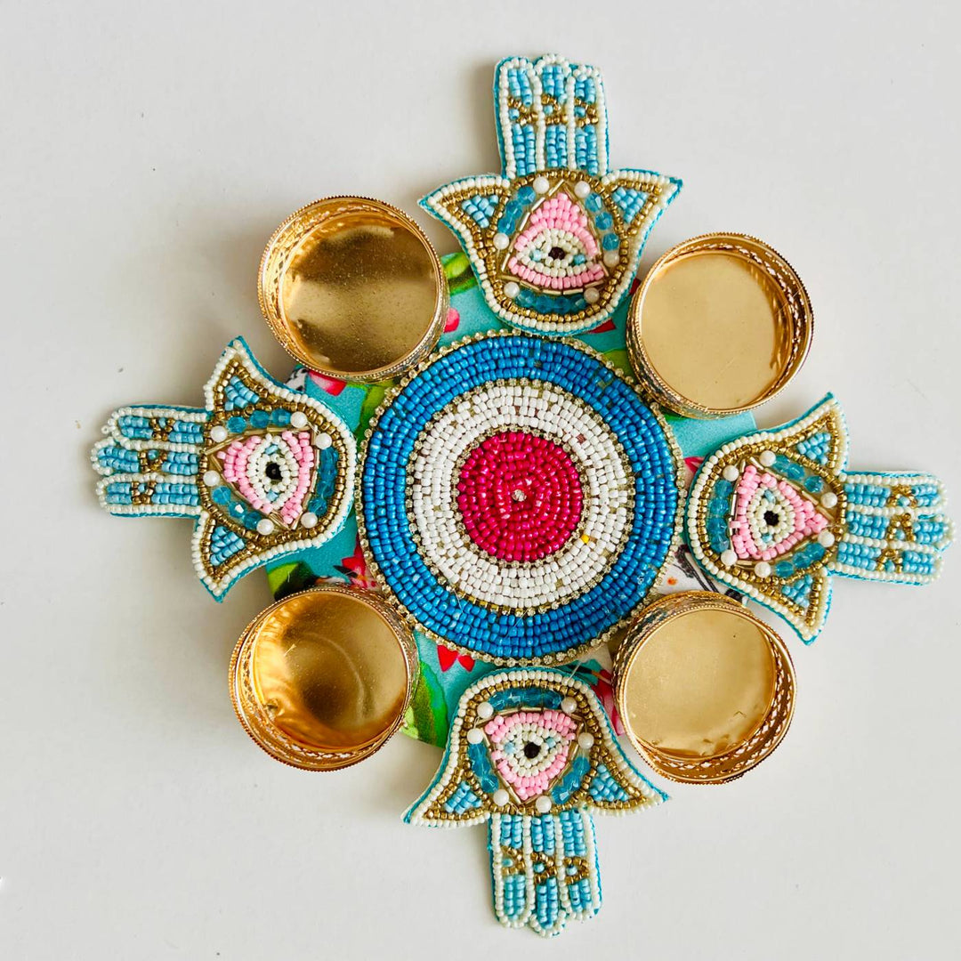 Handmade Beaded Hamsa Hand Rangoli