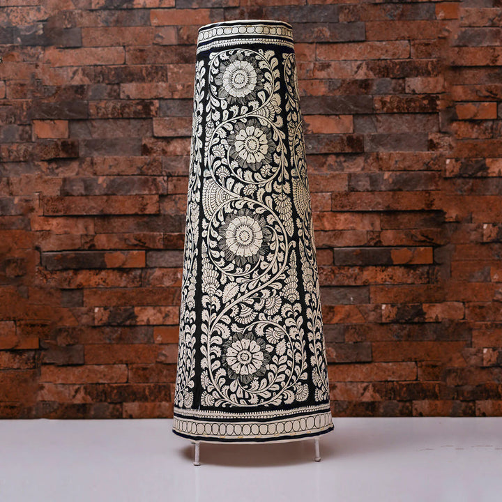 Hand Painted Floral Parchment Leather Floor Lamp | 27 inches - Zwende