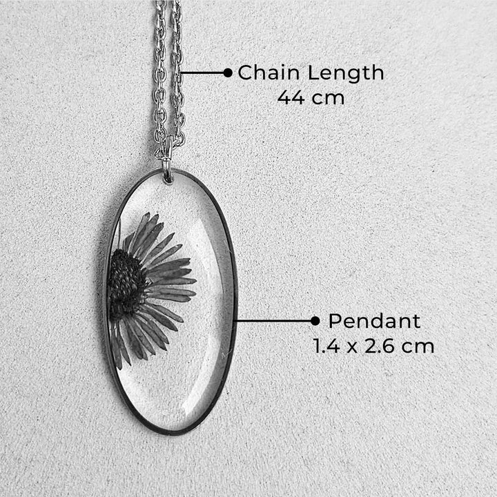 Handmade Pressed Flower Art Blue Resin Necklace