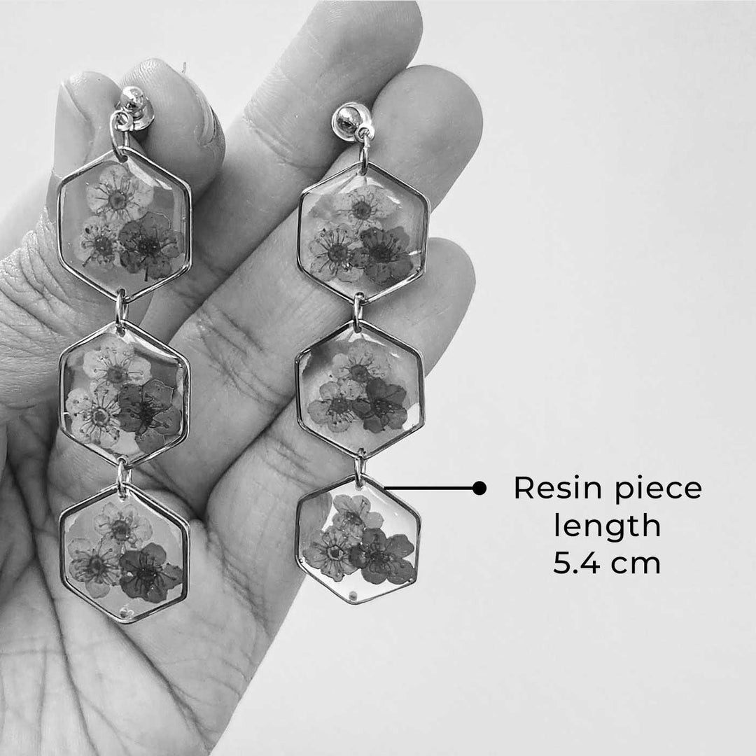 Handmade Pressed Flower Art Multicolor Resin Earrings