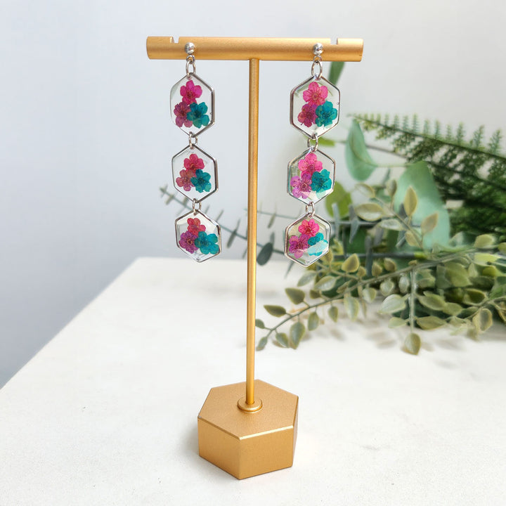 Handmade Pressed Flower Art Multicolor Resin Earrings
