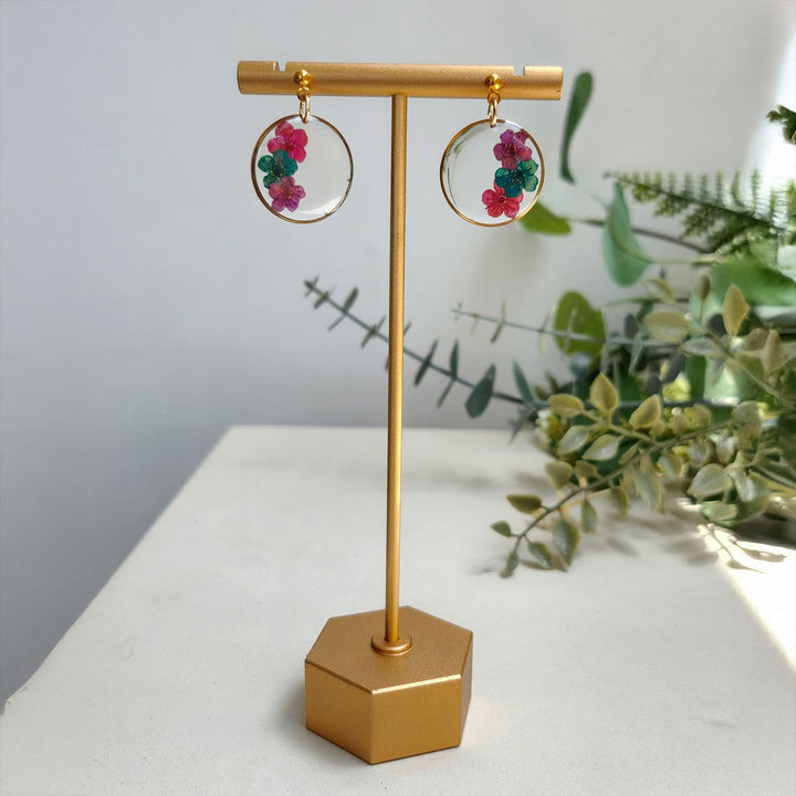 Handmade Pressed Flower Art Colourful Resin Earrings