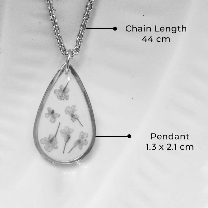 Handmade Pressed Flower Art Pink Cotton Candy Resin Necklace