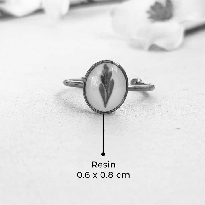 Handmade Pressed Flower Art Golden And White Resin Ring With Origami Ring Box