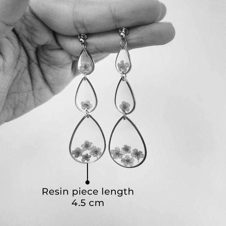 Handmade Pressed Flower Art Lavender Resin Earrings