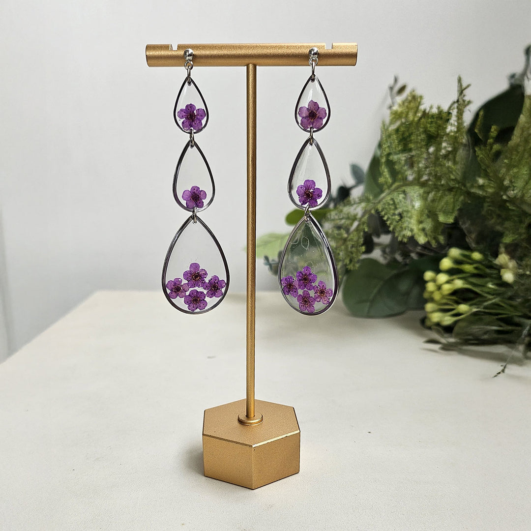 Handmade Pressed Flower Art Lavender Resin Earrings