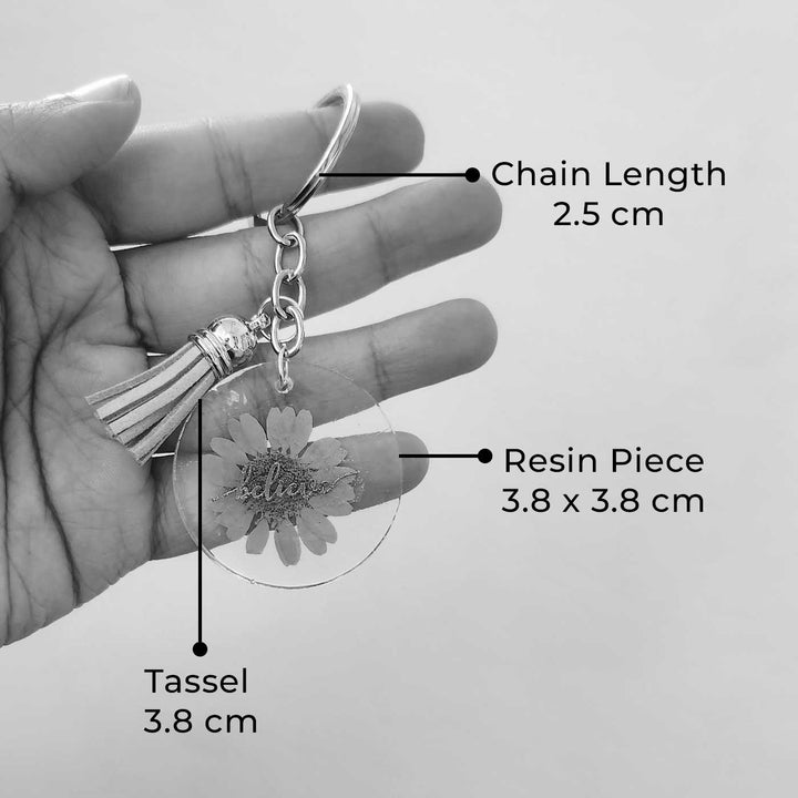 Handmade Pressed Flower Art Lime Resin Keychain