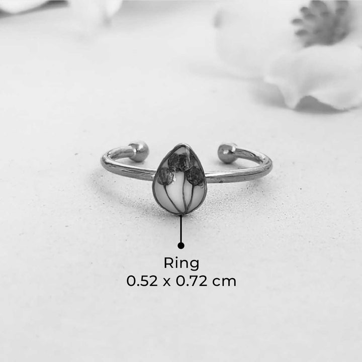 Handmade Pressed Flower Art Green Resin Ring With Origami Ring Box