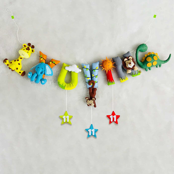 Handcrafted Personalized Jungle Themed Bunting For Kids